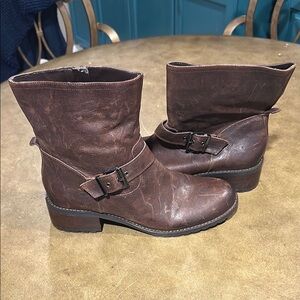 Lord & Taylor Brown Heeled Boots with Buckle Detail
